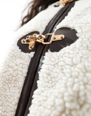 Wednesday's Girl Borg Toggle Detail Cropped Jacket In White