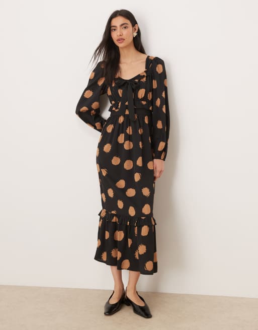 bardot brown polka dot dress Bardot Karlotta Slip Dress in Brown & Pink Spot