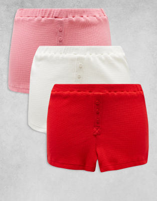 Wednesday's Girl - Boxershorts im Multipack mit Waffelstruktur in verschiedenen Farben-Bunt