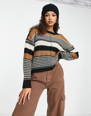 Wednesday's Girl boxy knit jumper in tonal stripe