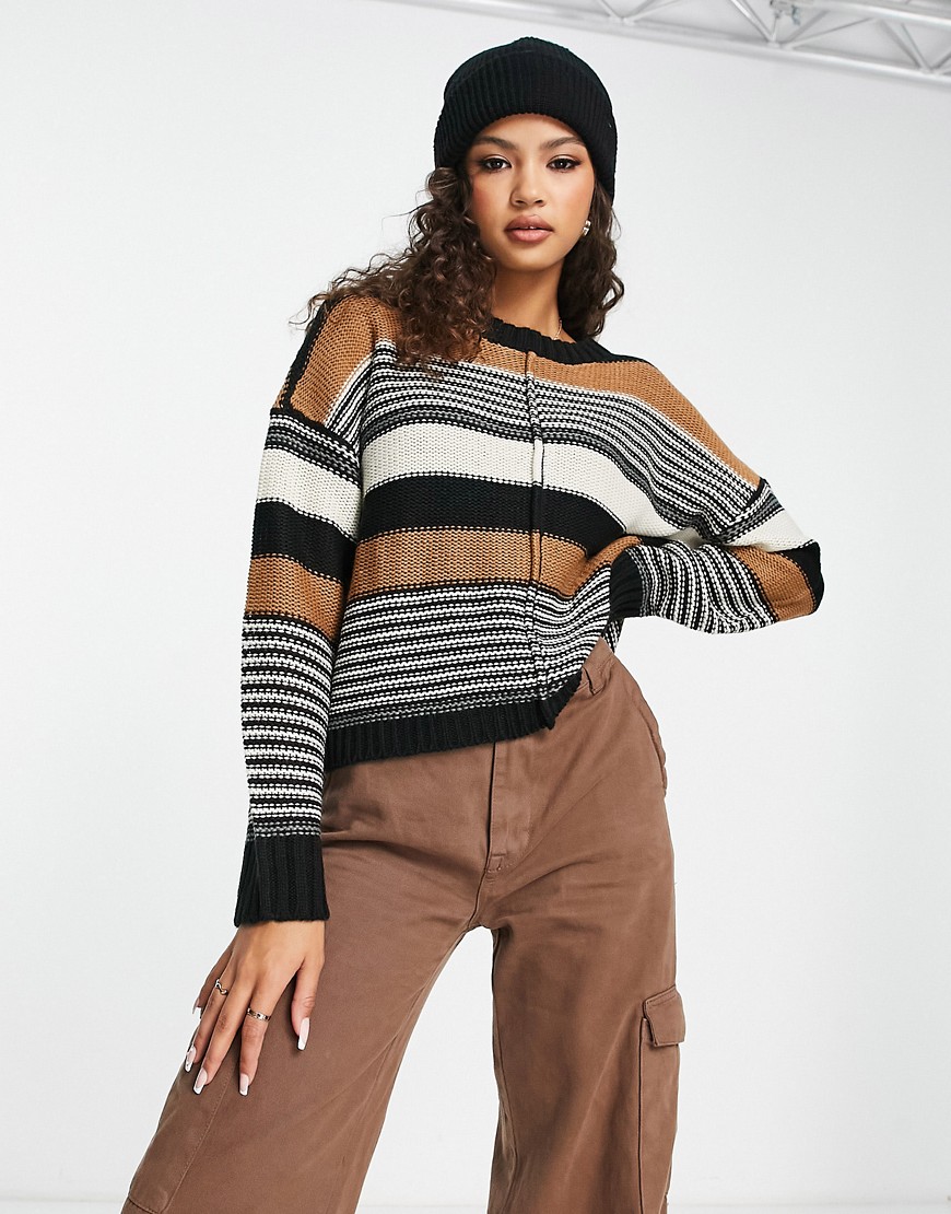 Wednesday’s Girl boxy knit jumper in tonal stripe-Multi