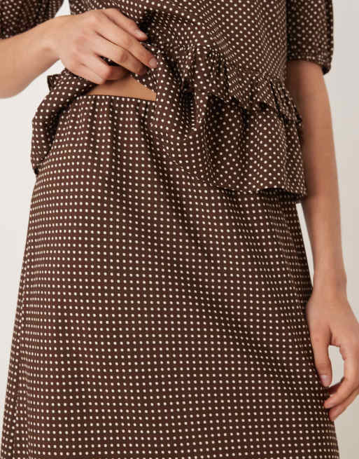 Wednesday's Girl – Brun, prickig midaxikjol, 4 av 5