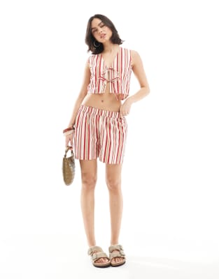 Wednesday's Girl - Bunt gestreifte Shorts im Boxershorts-Stil, Kombiteil