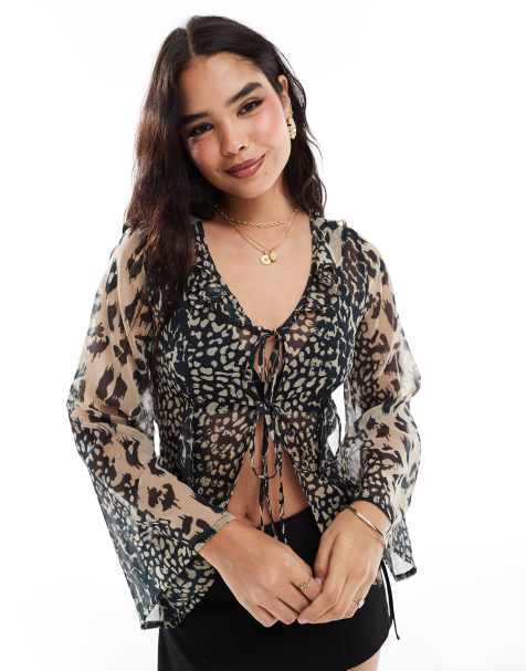Wednesday's Girl – Bunte Bluse mit Leopardenmuster und Rüschen - view 1