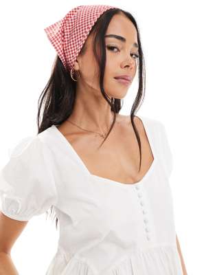 Wednesday's Girl button detail mini smock dress in white