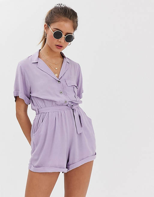 Wednesday's Girl button down romper with tie waist