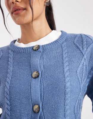 Wednesday's Girl Button Up Cardigan In Blue