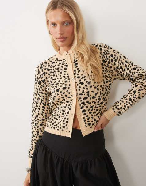 Wednesdays Girl button up cardigan in leopard print - view 1