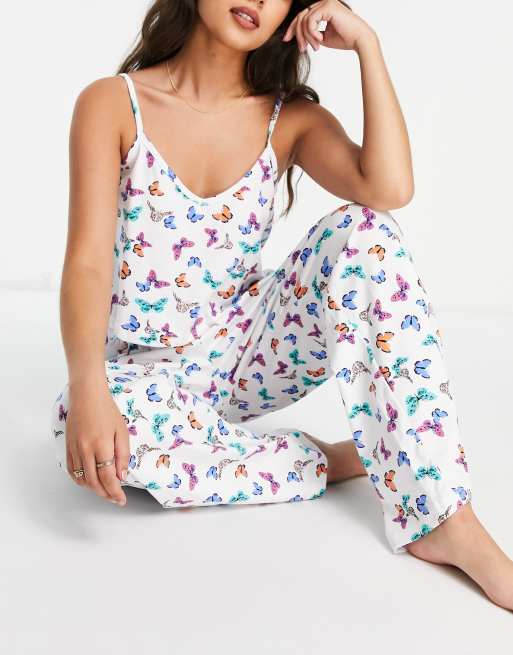 Wednesday's Girl cami and trousers pyjama set in butterfly print