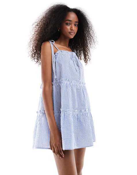 Wednesday's Girl - Cami-minikjole med blå striber - view 1