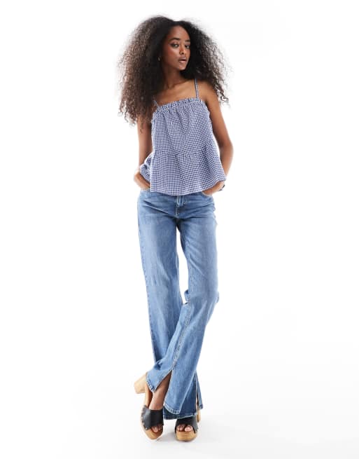 Wednesday's Girl - Cami-top med blåt gingham-tern, 2 af 4