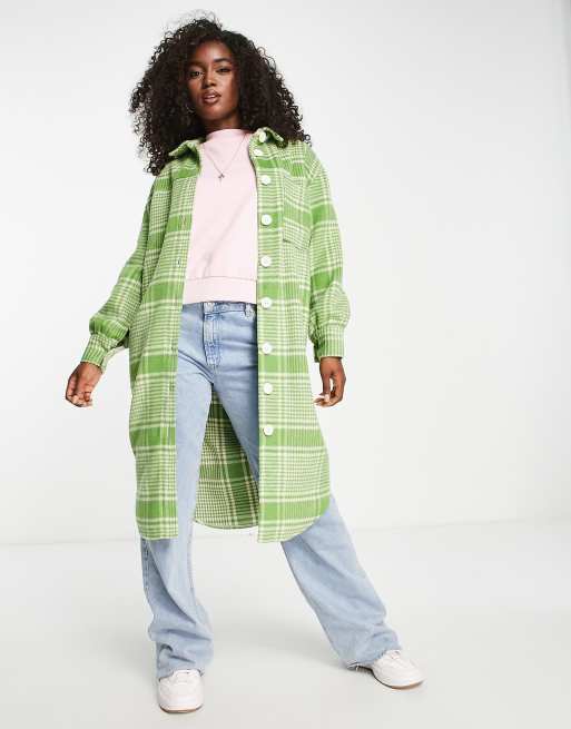 Wednesday's Girl - Camicia giacca taglio lungo oversize verde a quadri