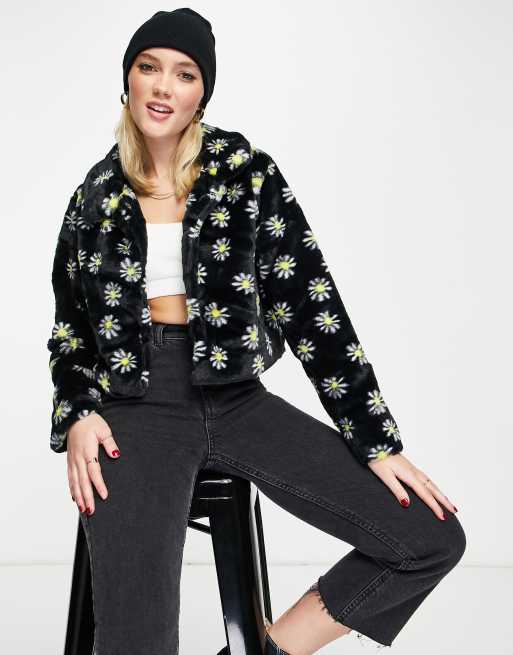 Wednesday's Girl - Cappotto in pelliccia sintetica a fiori