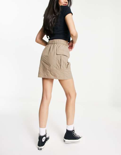 Wednesday's Girl cargo mini skirt in stone, 2 of 4