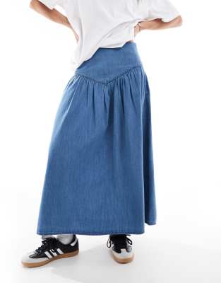 Wednesday's Girl Chambray Midi Skirt