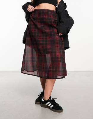 Checked Out Ribbon Midi Skirt