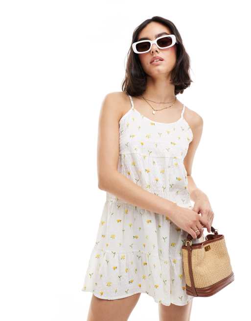 Wednesday's Girl - Chintzy - Vestito grembiule a balze bianco a fiori