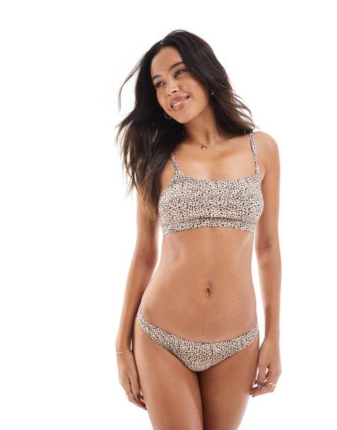 Wednesday's Girl - Completo color crema leopardato con slip e reggiseno con scollo ampio - view 1