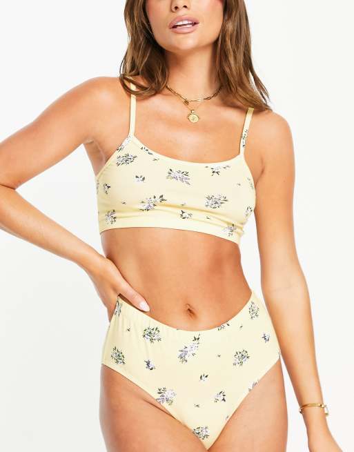 Wednesday's Girl - Completo con brassière e slip a vita alta a fiori vintage