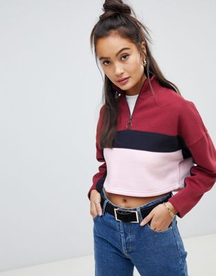 half zip cropped sweatshirt