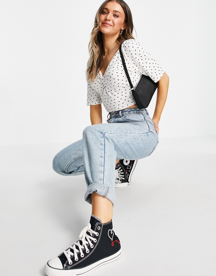 Wednesday's Girl crop top in spot print-White