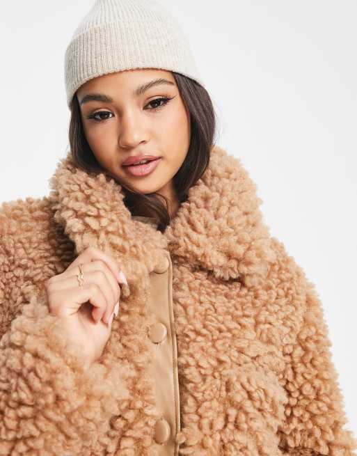 Max studio hooded faux shearling store knit jacket