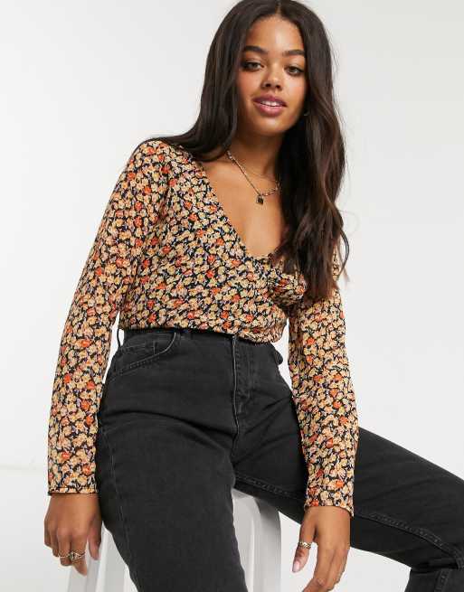 Wednesday's Girl cropped wrap top in ditsy floral set | ASOS