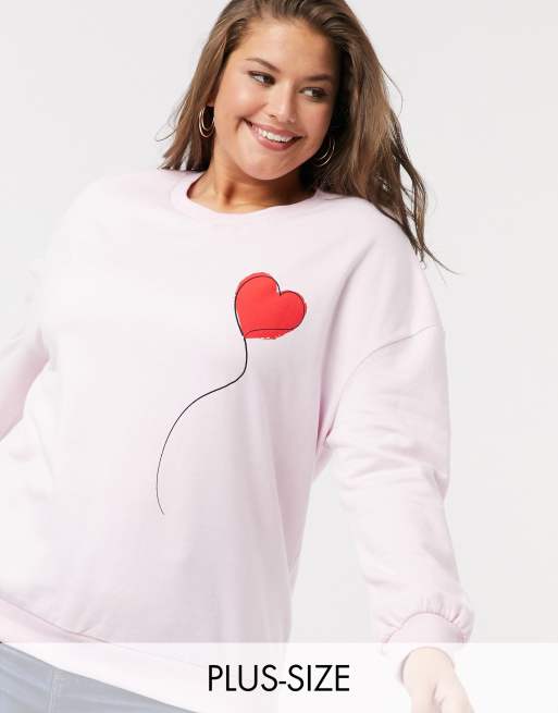 Wednesday's Girl – Curve – Bluza o luźnym kroju z nadrukiem z balonem w kształcie serca