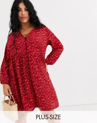 button front smock dress