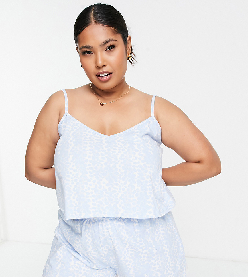 Wednesday's Girl Curve cami and shorts pajama set in sky blue print-Blues
