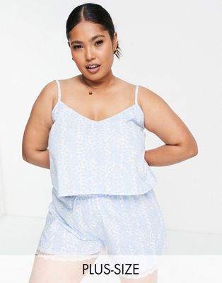 Wednesday's Girl Curve cami and shorts pyjama set in sky blue print