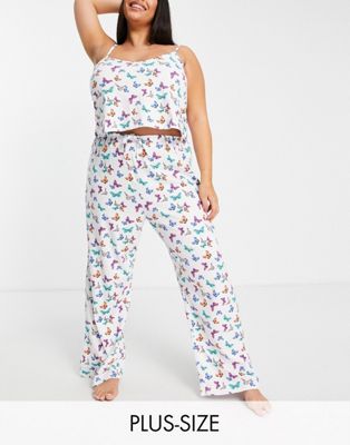 Wednesday's Girl Curve cami and trousers pyjama set in butterfly print