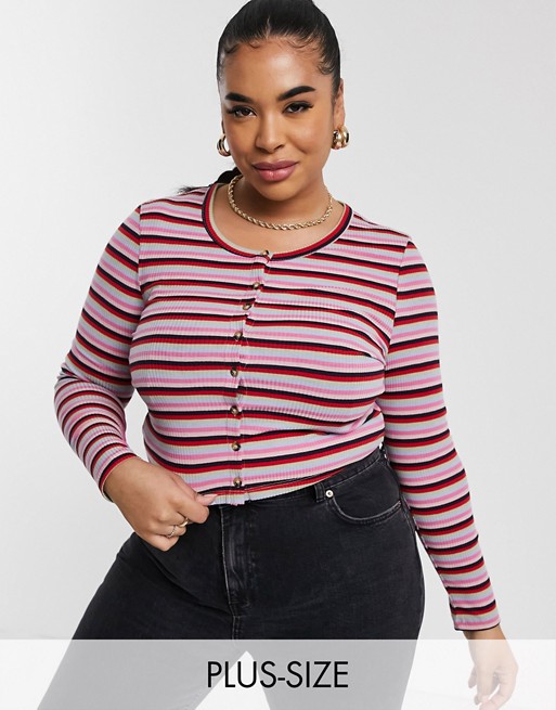 Wednesday's Girl Curve cropped cardigan in retro stripe