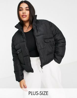 Wednesday's Girl Curve cropped padded jacket in black
