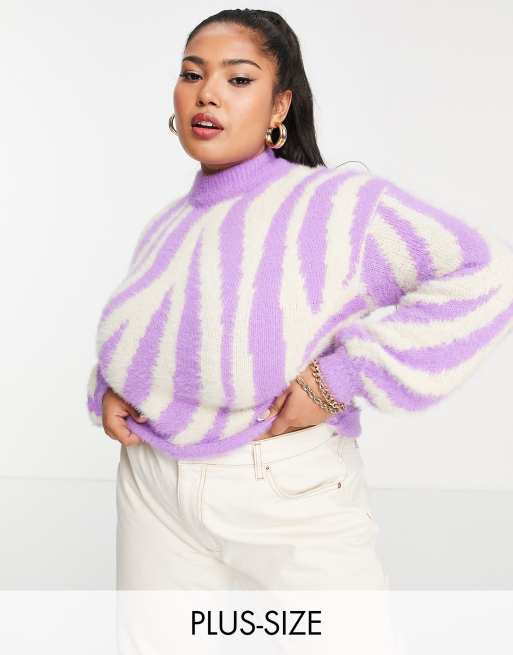 Wednesday's Girl Curve – Dzianinowy sweter o luźnym kroju w paski zebry z balonowymi rękawami