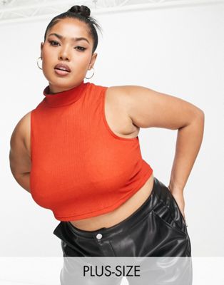 Wednesday's Girl Curve high neck tank top in terracotta