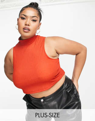 Wednesday's Girl Curve high neck tank top in terracotta