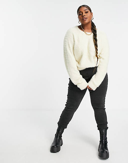  Wednesday's Girl Curve jumper in fluffy cable knit 