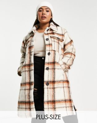 Wednesday's Girl Curve longline coat in vintage check