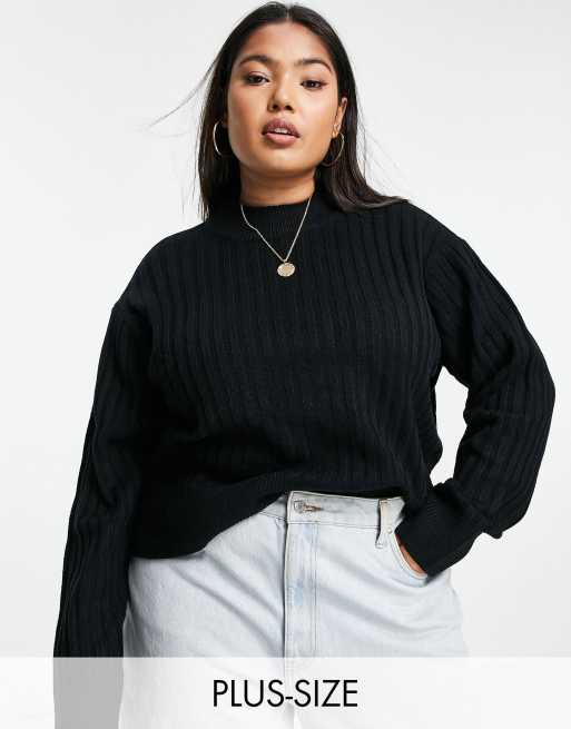Wednesday's Girl Curve – Luźny sweter z prążkowanej dzianiny