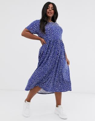 wednesday's girl midi dress in smudge spot print