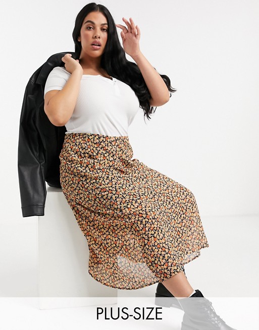 Wednesday's Girl Curve midi skirt in ditsy floral