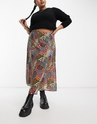 Wednesday's Girl Curve midi slip skirt in patchwork ditsy - ASOS Price Checker