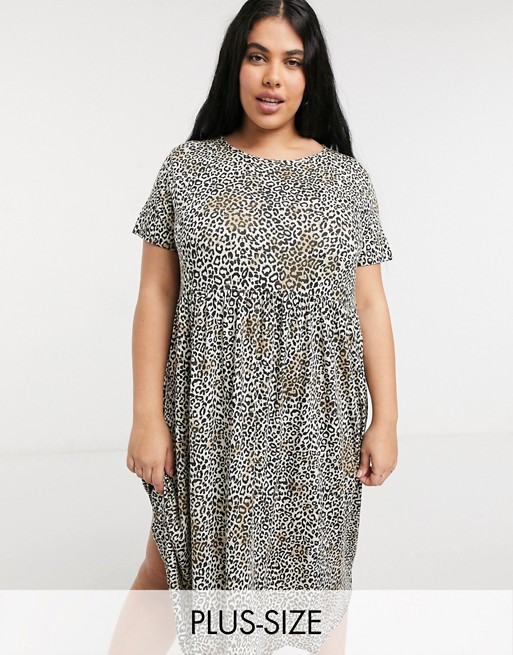 Wednesday's Girl Curve midi smock dress in leopard print