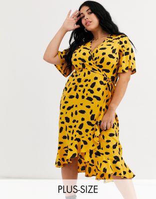 yellow wrap dress plus size