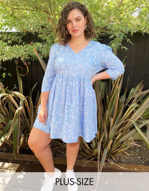 Wednesday's girl mini smock dress outlet in ditsy print mesh