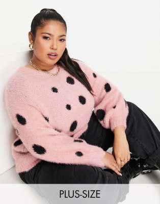 Wednesday's Girl Curve Oversized Sweater In Fluffy Dotpink ModeSens