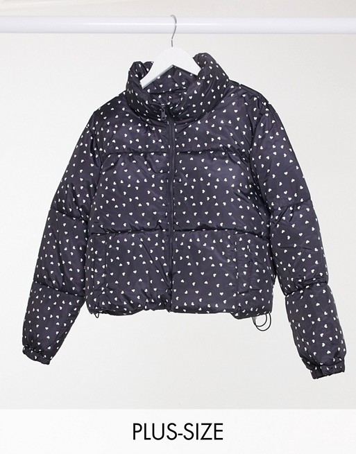 Wednesday's Girl Curve padded jacket in ditsy heart print