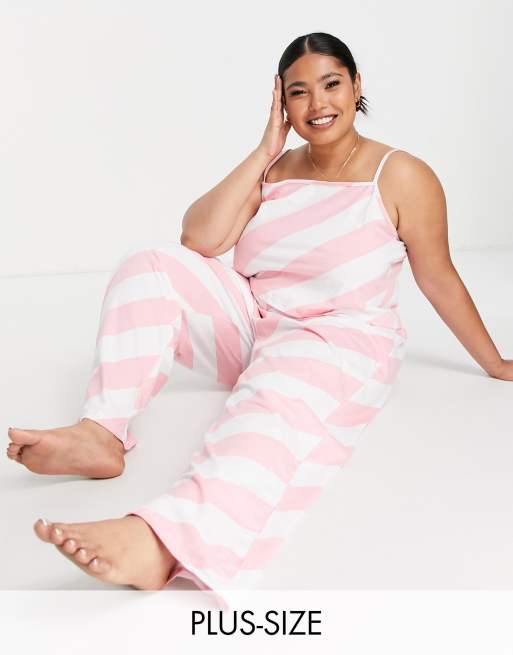 Wednesday's Girl Curve – Pyjama-Set mit Camisole und Hose mit Streifen in Bonbon-Optik