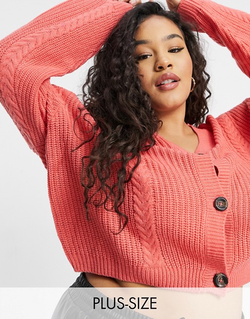Wednesday's Girl Curve relaxed cardigan in chunky knit
